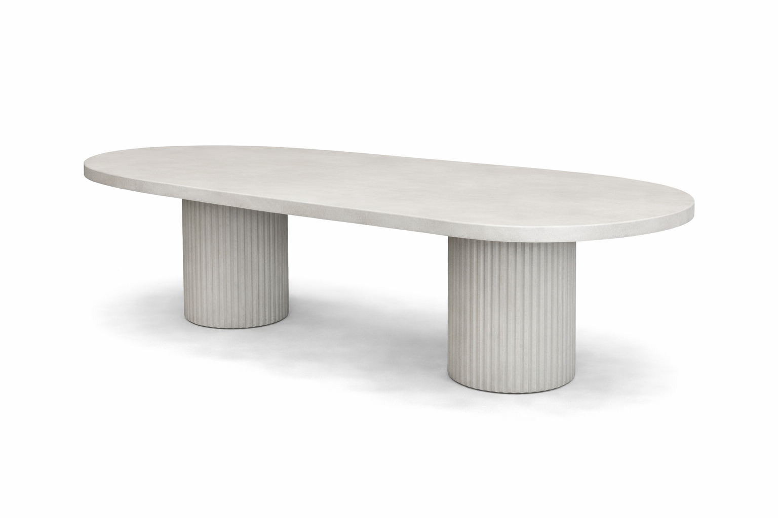 Concrete oval table on ripple pillars