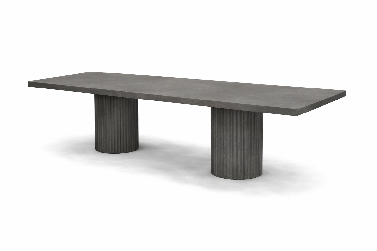 Concrete rectangle table on ripple pillars