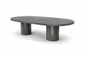 Concrete oval table on smooth pillars
