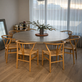 Indoor Round Dining Table with Smooth base or ribbed base