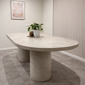 Indoor Oval Dining Table with Smooth Pillars