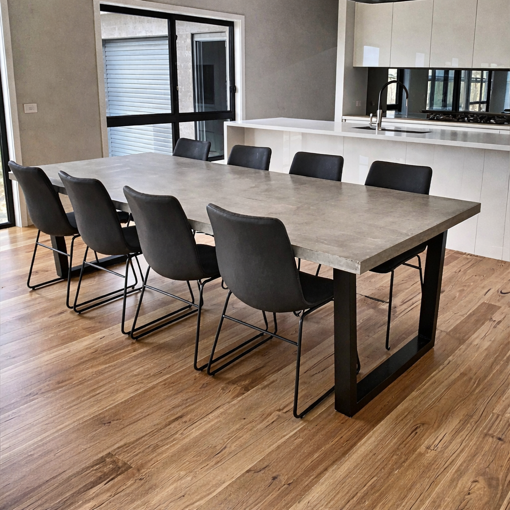 Indoor Rectangle Dining Table with Metal Base