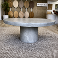 Outdoor Indoor Round coffee table with Smooth Pillar or rippled pillar