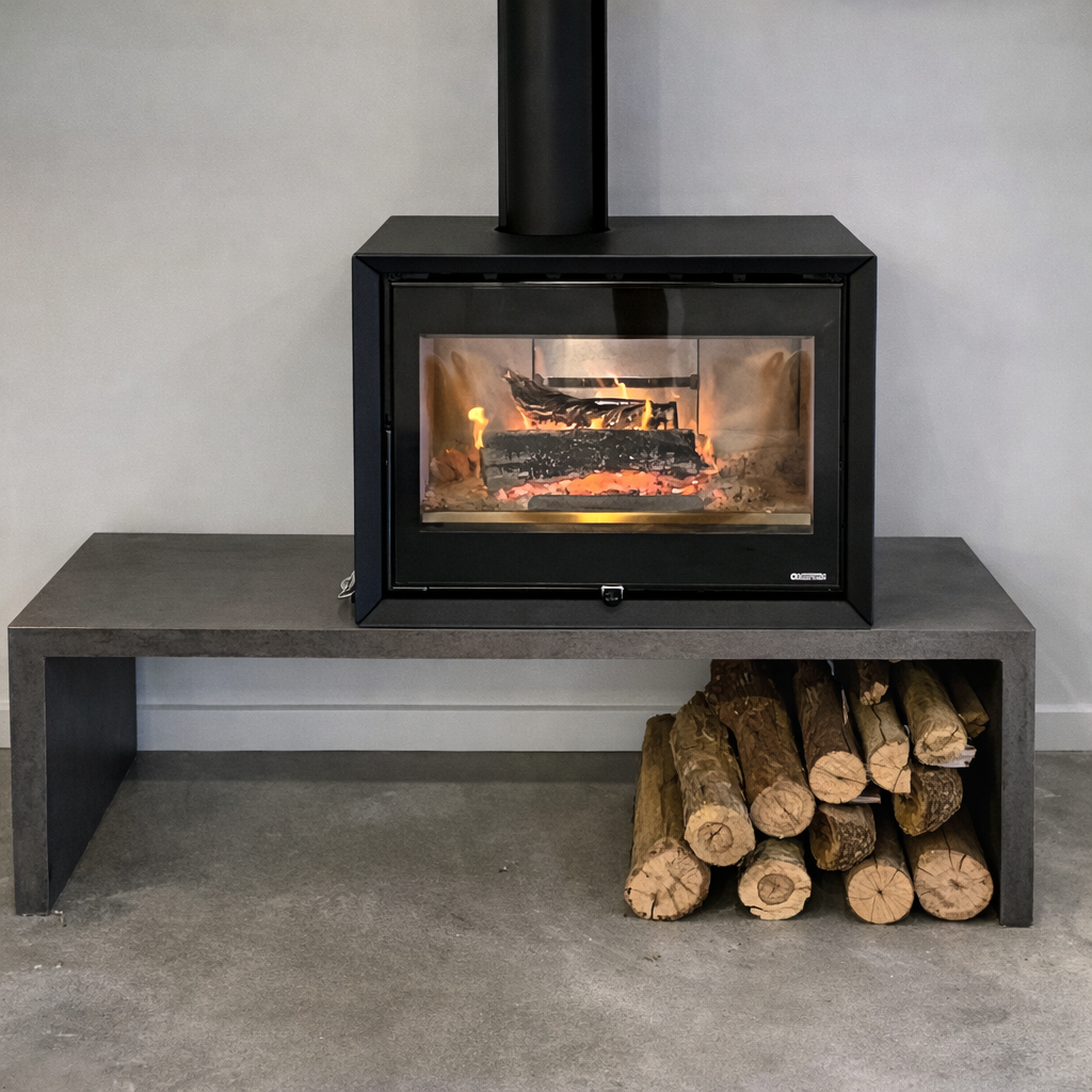 Concrete freestanding hearth