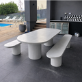 Concrete Oval Outdoor Set with Rippled pillars