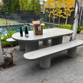 Oval Outdoor Set with Rippled Pillars